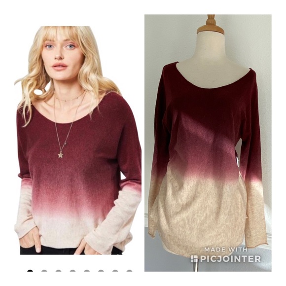 Ombré Burgundy Sweater - Picture 2 of 9